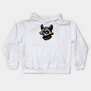 Cartoon style raccoon Kids Hoodie